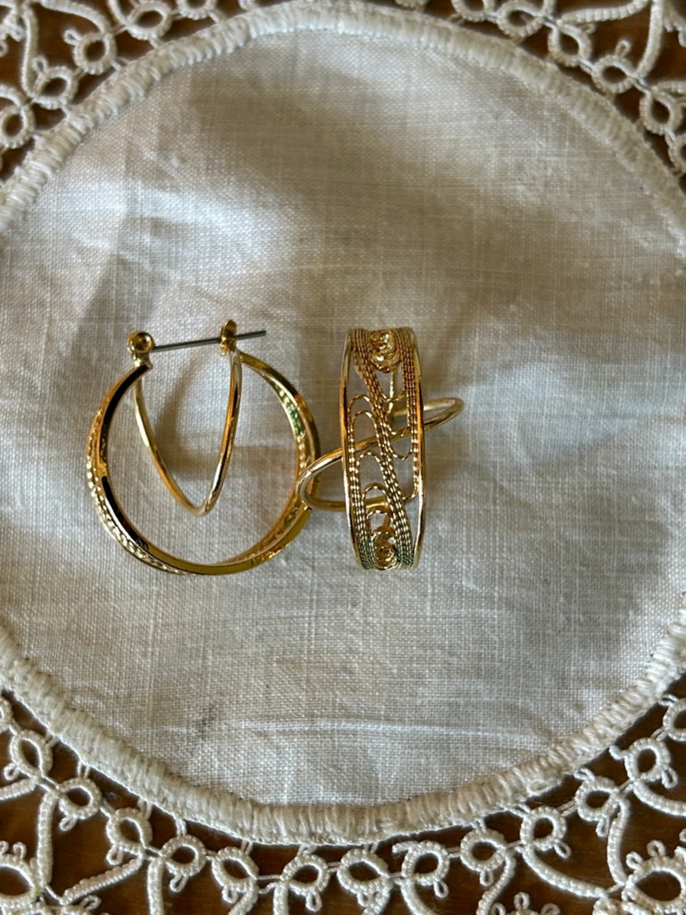 Gold-Tone Filigree Hoop Earrings